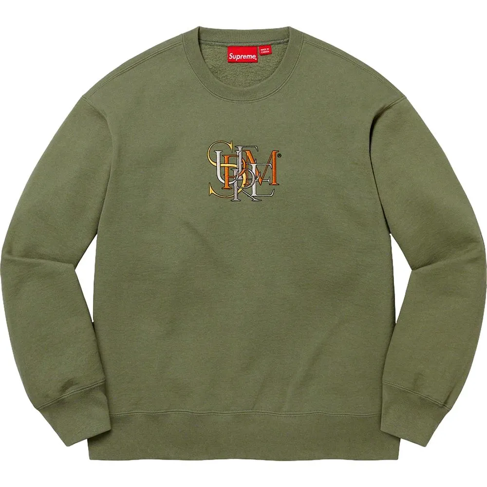 SUPREME OVERLAP CREWNECK-OLIVE