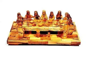 The Last Supper Made in Olivewood in Bethlehem, from Holy Land olive wood