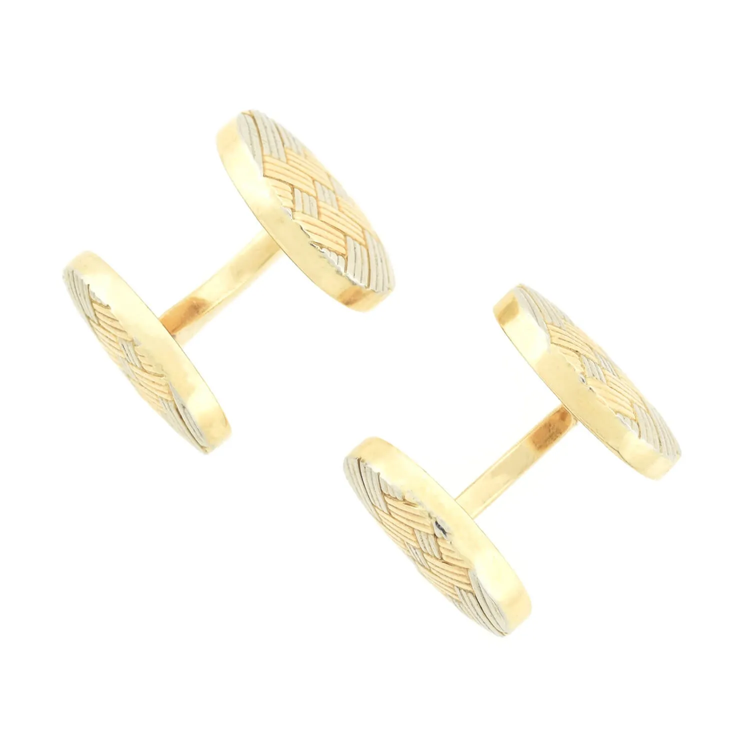 TIFFANY & CO. Estate 14kt Two-Tone Woven Cufflinks