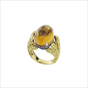 Triadra 18K Gold & Citrine Ring with Diamonds