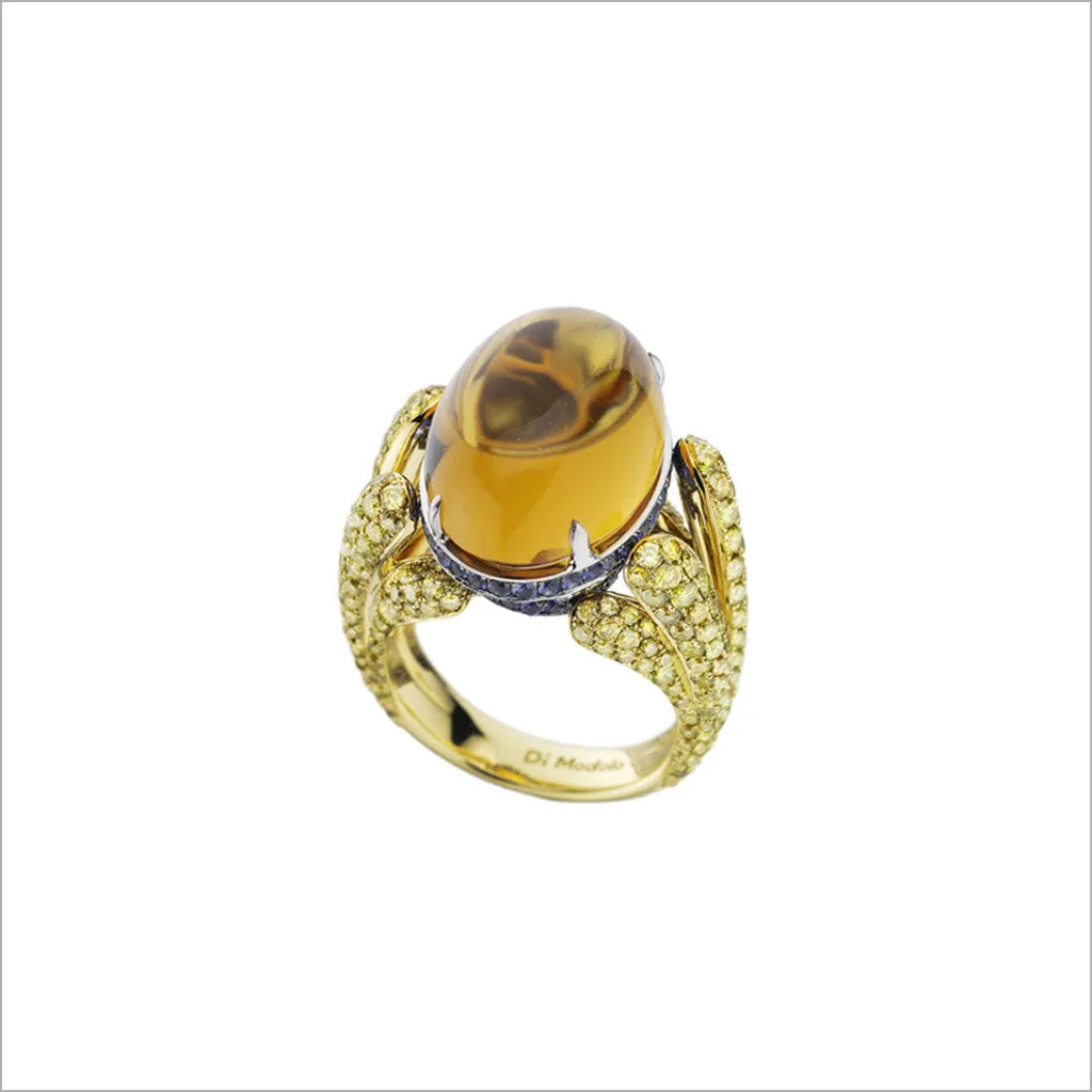 Triadra 18K Gold & Citrine Ring with Diamonds