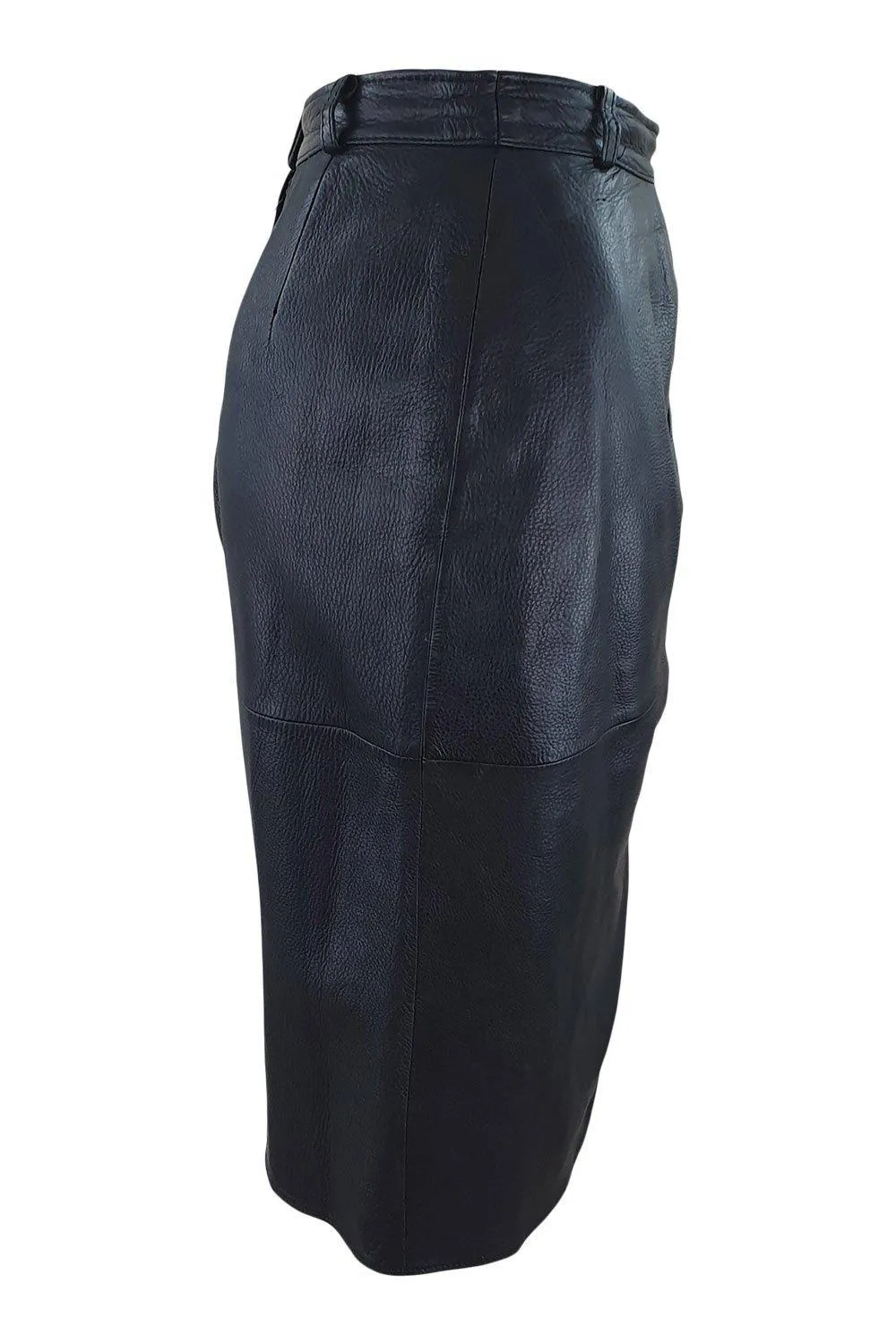 VALENTINO Black Leather Faux Wrap Front Knee Length Skirt (40)