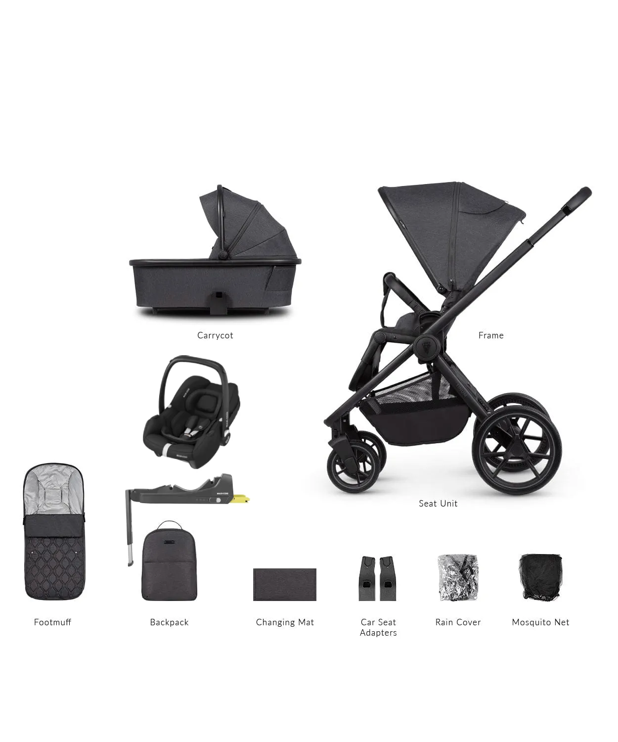 Venicci Tinum Edge Cabriofix i-Size Travel System - Charcoal