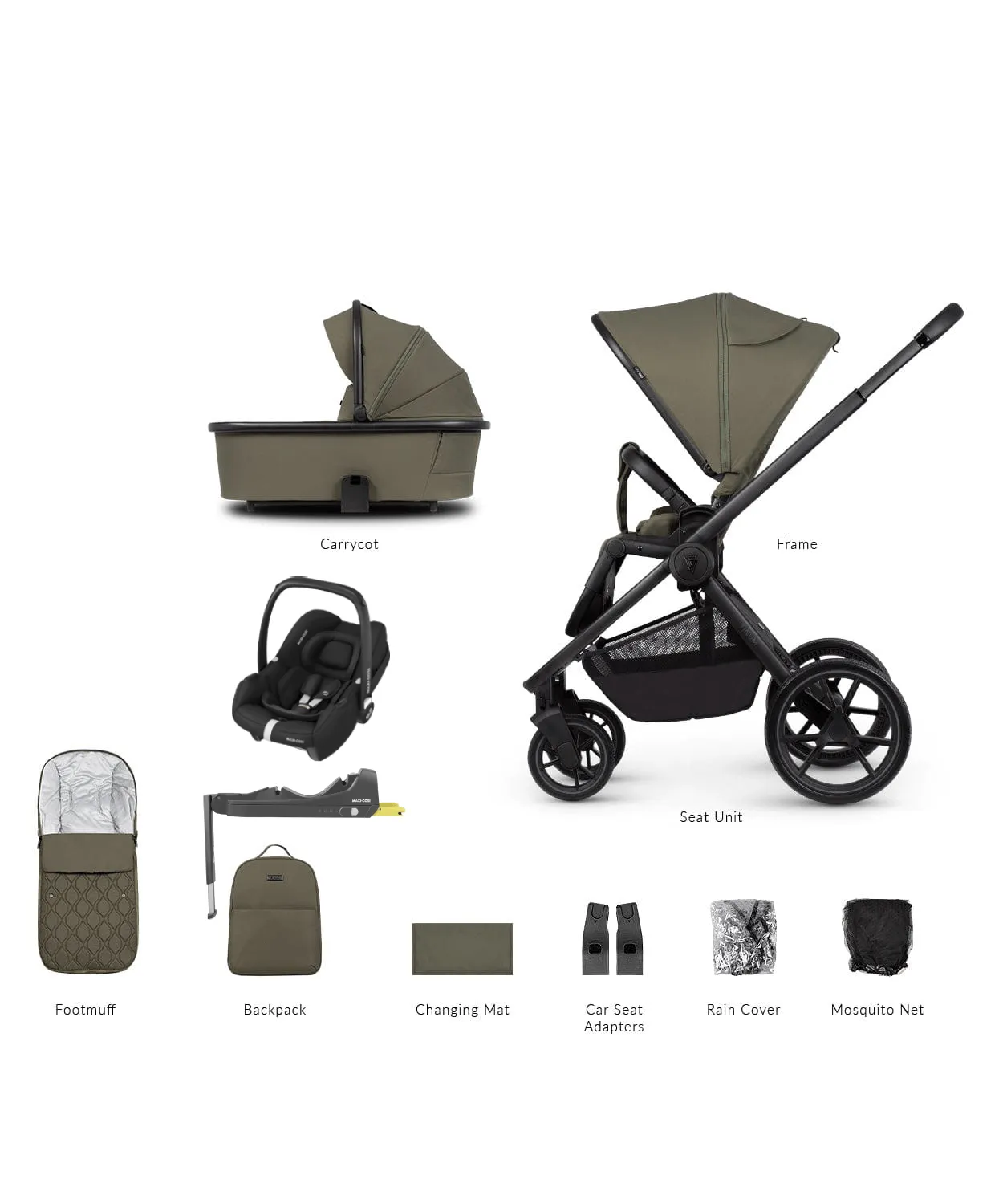 Venicci Tinum Edge Cabriofix i-Size Travel System - Moss