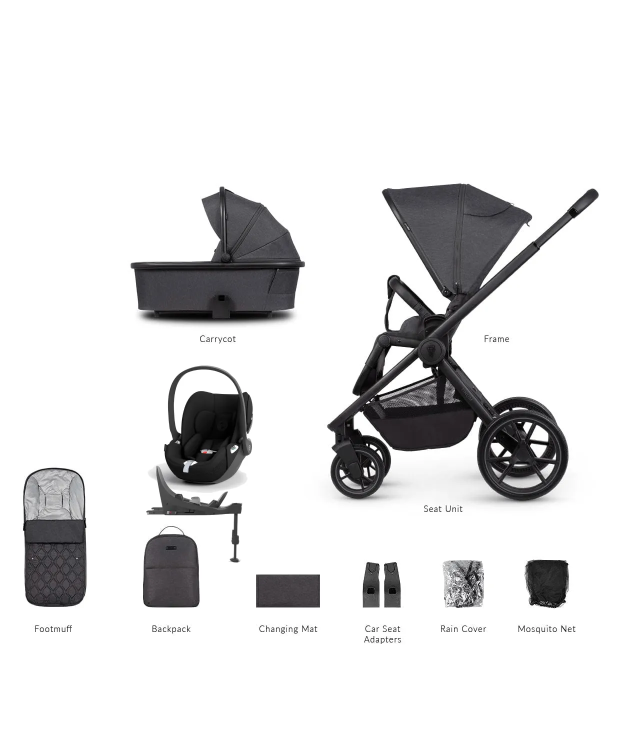 Venicci Tinum Edge Cloud T Travel System - Charcoal