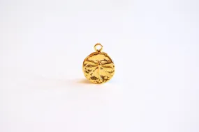 Vermeil Gold or Sterling Silver Dragon Fly Charm- 22k Gold plated over Sterling Silver, Dragonfly Circle Charm, Round Disc, Gold Coin, 407