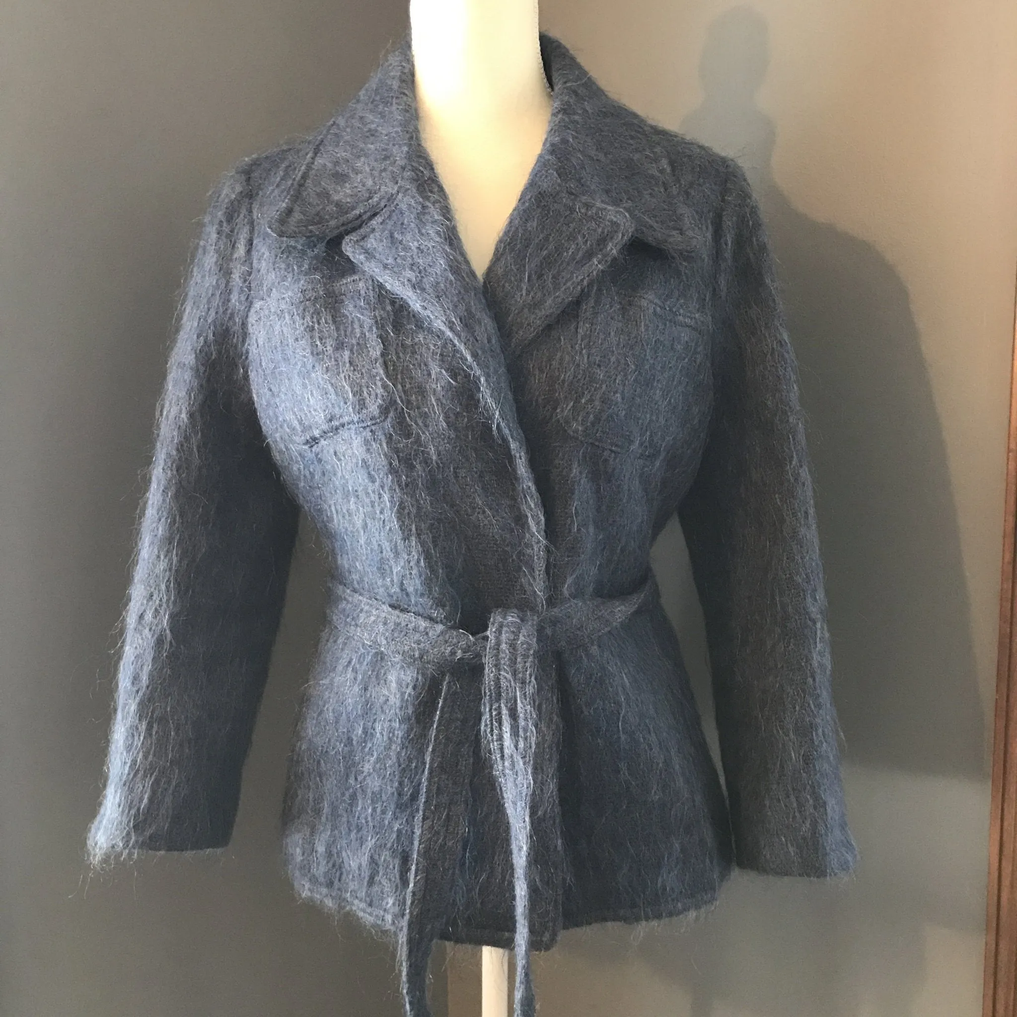 Vintage Blue Mohair Pea Coat by The Scotch House. Warm Winter Coat. Vintage Fashion