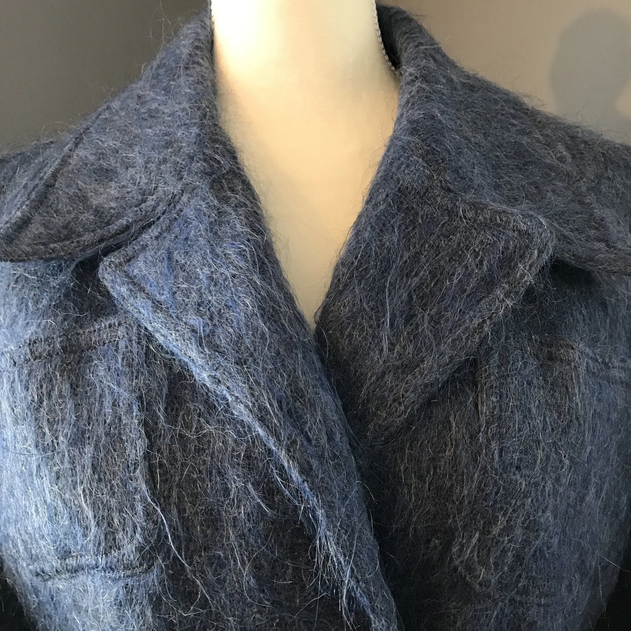 Vintage Blue Mohair Pea Coat by The Scotch House. Warm Winter Coat. Vintage Fashion