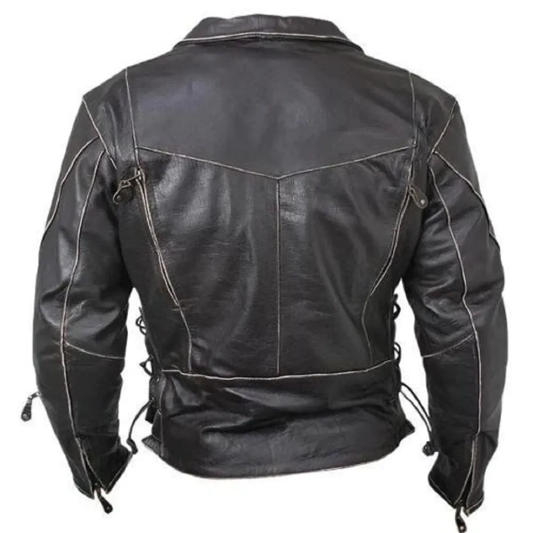 VINTAGE DISTRESSED BRANDO MEN'S BIKER LEATHER JACKET