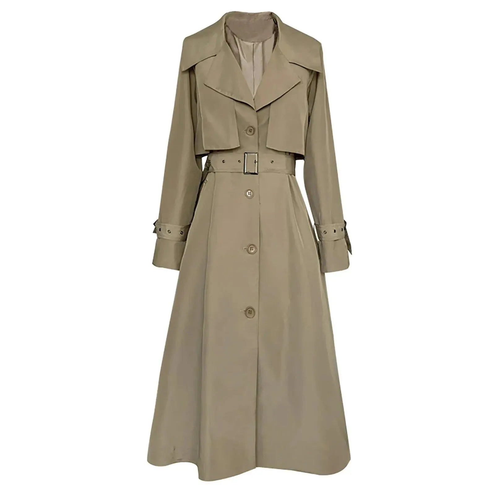 Women's khaki Cotton Blend Trench Coat,Belted Windbreaker Coat,Fall Coat Women,Beige trench coat,belt trench coat,Duster Coat,Vivian7 T103