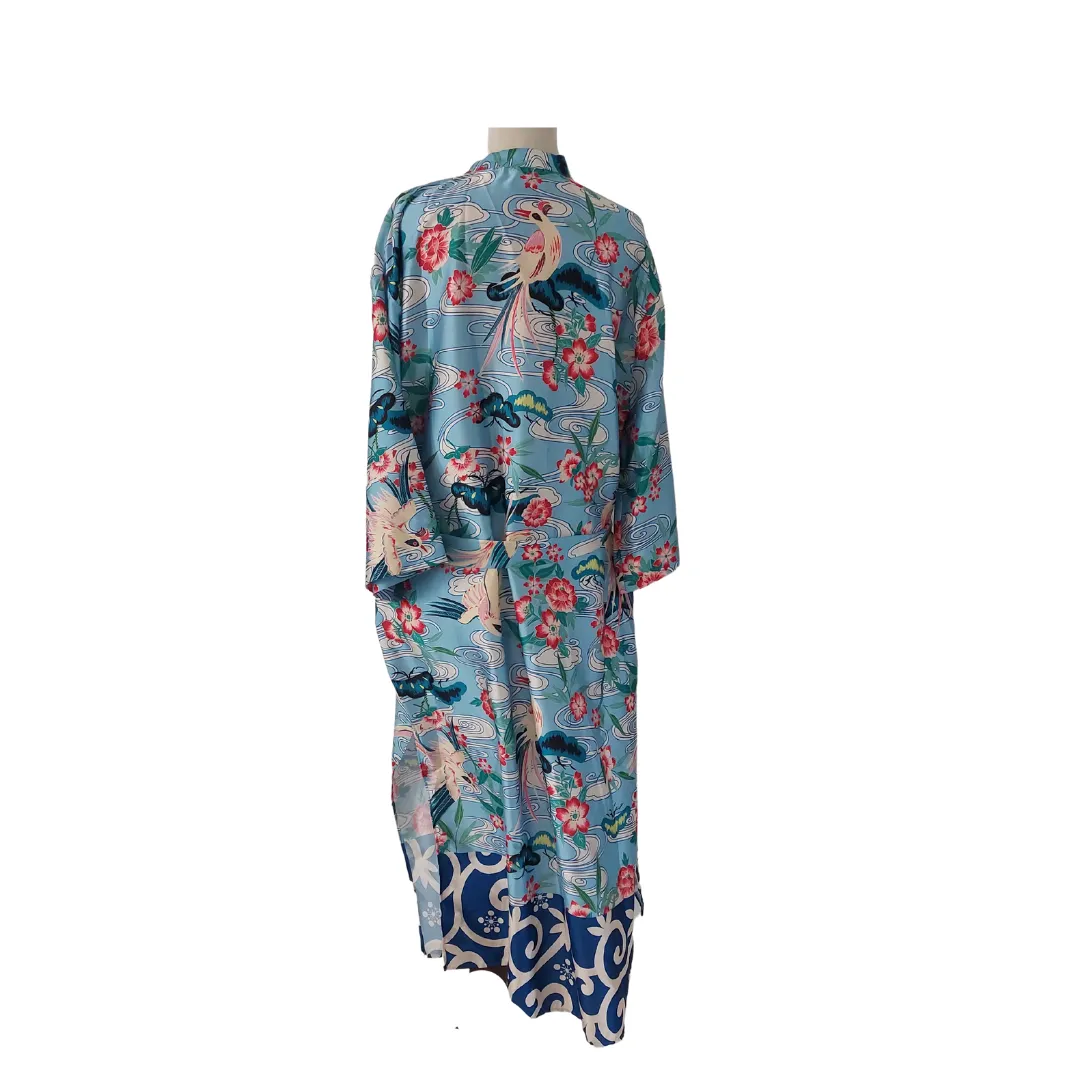 ZARA Light Blue Printed Satin Long Belted Tunic | gently used |